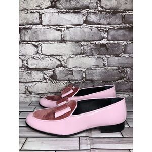 Vtg Duca Pink Patent Leather Velour Bow Loafers Dress Shoes Men’s Sz 41EU/8M US